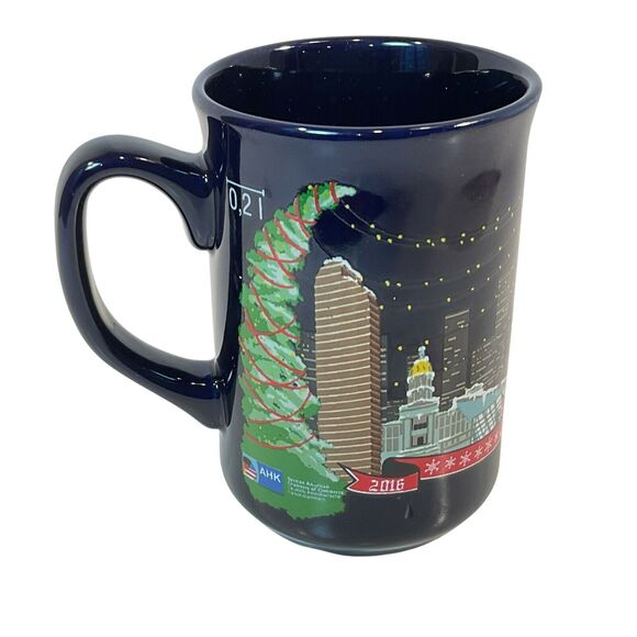 2016 Denver Christkindlmarket Coffee Cup Tea Mug Blue Collectible Gift 8 Oz - Picture 2 of 7